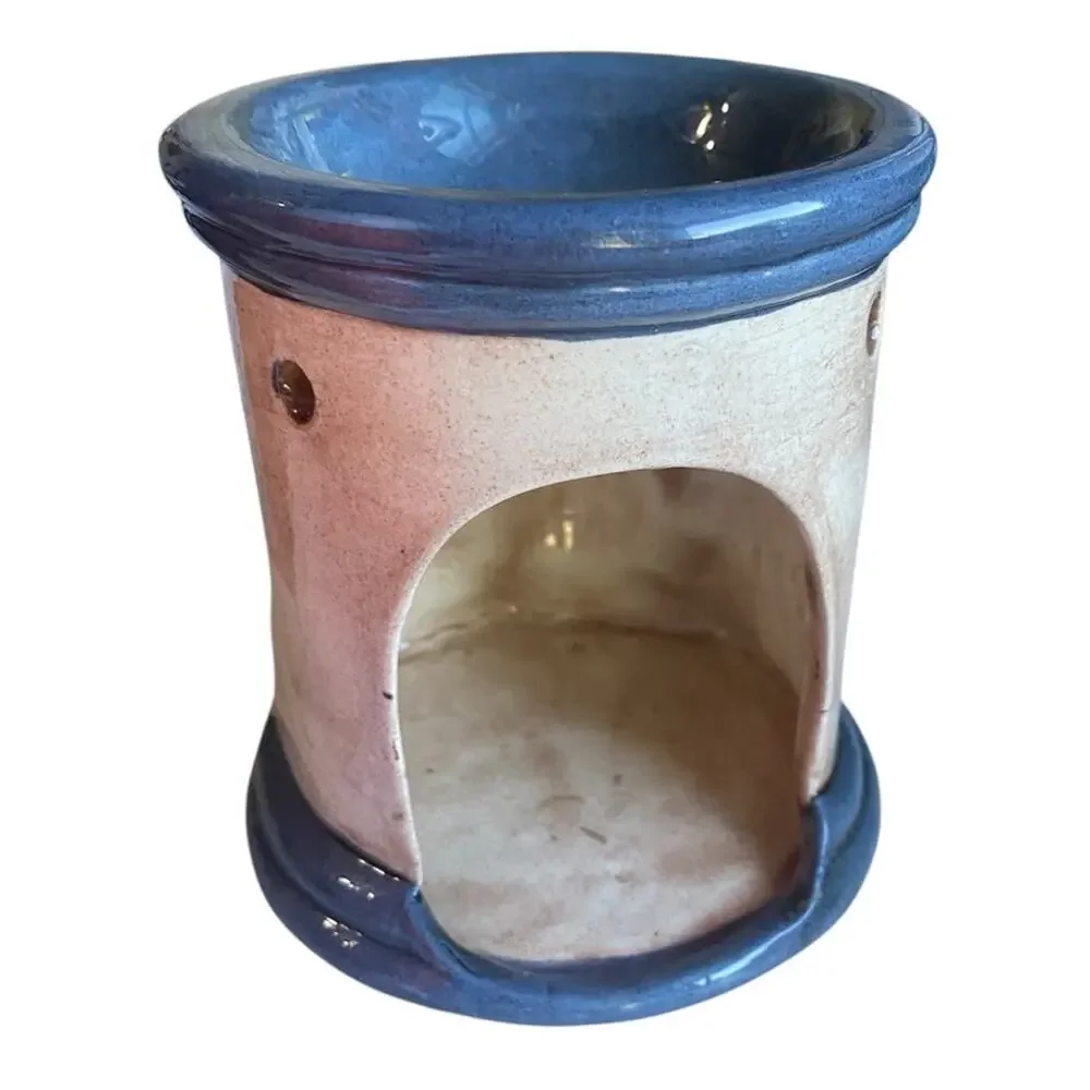 Vintage 90s Ceramic Cherub Angel Tea Light Wax Warmer Celestial Stars Moon